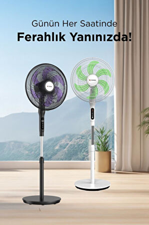 Torima SF-05 Siyah Ayaklı Portatif – 50W 3 Kademe 6 Pervaneli 16'' İnc Kumandalı Diğital Ekranlı Vantilatör Fan