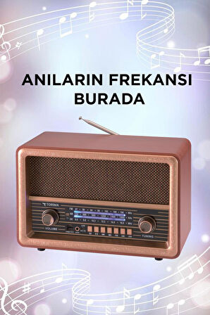 Torima D56 Ahşap Nostaljik Uzaktan Kumandalı Bluetooth Hoparlör – Radyo, USB/TF, TWS, Şarjlı