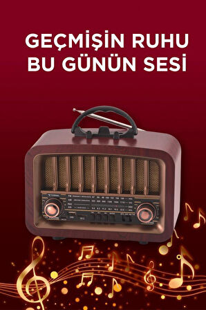 Torima D-57 Kahverengi Nostalji Radyo Kablosuz Bluetooth Hoparlör