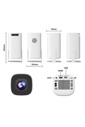 Torima P30 Max Mini Beyaz Taşınabilir Retro Video Konsolu Android Akıllı Projektör Projeksiyon