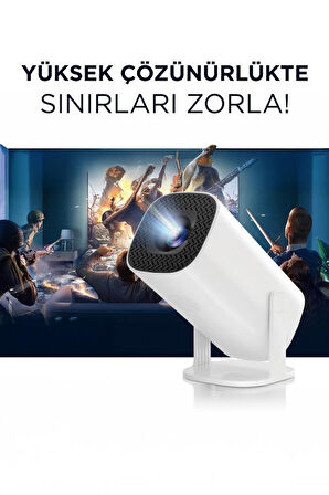 Torima P30 Max Mini Beyaz Taşınabilir Retro Video Konsolu Android Akıllı Projektör Projeksiyon