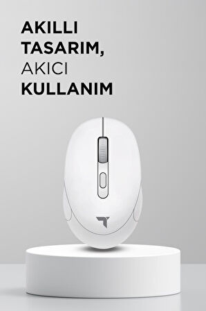 Torima TM-17 Beyaz Çift Modlu Sessiz Kablosuz Mouse Fare