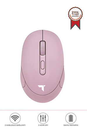 Torima TM-17 Pembe Çift Modlu Sessiz Kablosuz Mouse Fare