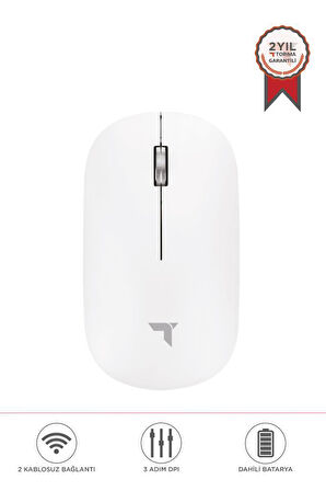 Torima TM-19 Beyaz Çift Modlu Sessiz Kablosuz Mouse Fare