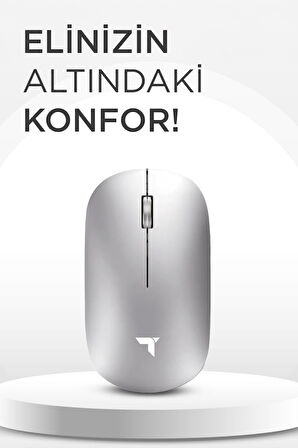 Torima TM-19 Gümüş Çift Modlu Sessiz Kablosuz Mouse Fare