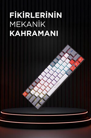 Torima TK-11 Beyaz Mekanik Kablosuz Blue Switch Rgb Işıklı Gaming Sarjlı Q Klavye 