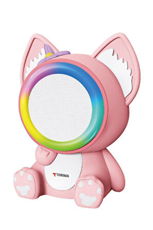 Torima KIDMIC-04 Pembe RGB Sevimli Figürlü Mikrofonlu Karaoke Bluetooth Hoparlör