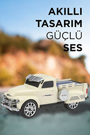 Torima D54 Bej Pickup Araba Bluetooth Hoparlör Güneş Enerjili Speaker