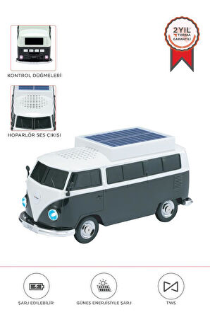 Torima D70 Siyah Vosvos Tasarımlı Solar Şarjlı Bluetooth Hoparlör 5W Güçlü Ses