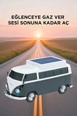 Torima D70 Siyah Vosvos Tasarımlı Solar Şarjlı Bluetooth Hoparlör 5W Güçlü Ses