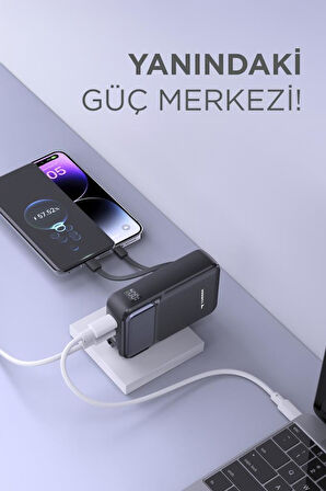 Torima TRM-1027 Siyah 20000 mAh Type-C + Lightning + USB  Taşınabilir 22,5 W Hızlı Şarj Dijital Göstergeli Powerbank