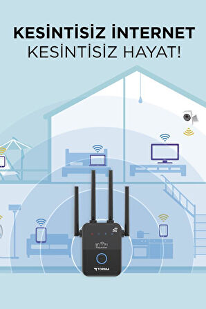 Torima AC35Q Siyah Wi-Fi Router 1600Mbps Çift Bant 4 Anten