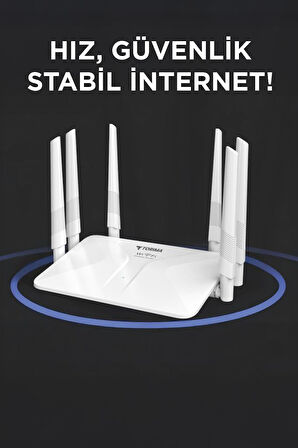 Torima WR50Q Beyaz Kablosuz 300Mbps WiFi Router 6 Güçlü Anten Geniş Kapsama 2.4GHz 4 Portlu