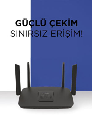 Torima AC06 Siyah Çift Bant Kablosuz WiFi Router 1200Mbps – 2.4GHz & 5GHz  4 Antenli