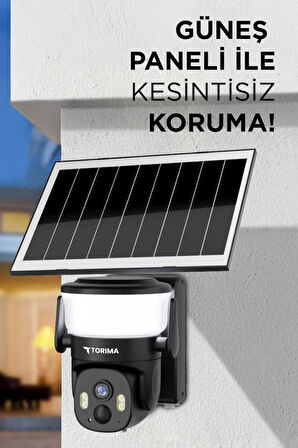 Torima CMR30 Siyah Şarjlı Duvar Lambası Görünümlü Dış Mekan Kamerası Akıllı IP Güneş Enerjili Kamera