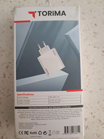 TORİMA 120W ŞARJ CİHAZI SETİ