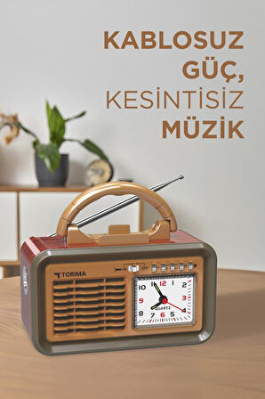 Torima D60 Kırmızı Nostalji Radyo Kablosuz Bluetooth Hoparlör