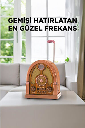 Torima D-58 Ahşap Nostalji Radyo Kablosuz Bluetooth Hoparlör