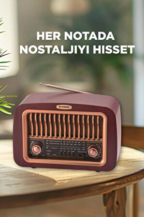 Torima D-59 Kahverengi Nostalji Radyo Kablosuz Bluetooth Hoparlör