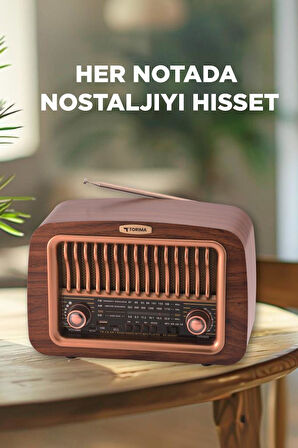 Torima D-59 Ahşap Nostalji Radyo Kablosuz Bluetooth Hoparlör