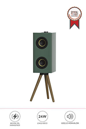 Torima D67 Yeşil Kablosuz Hoparlör 24W Çift Sürücü, 3000mAh Batarya, Taşınabilir Ayaklı Speaker