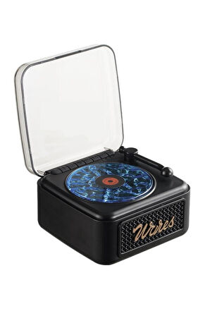 Nostalji Plak Görünüm Mini Dekor Waves BT Işıklı Müzik Çalar Saat Tf Kart Aux Özellikli