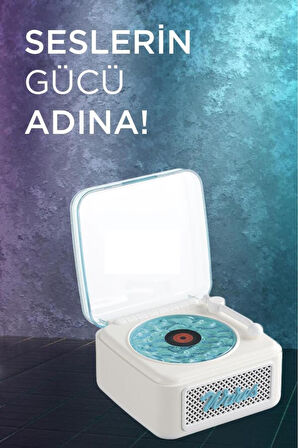 Nostalji Plak Görünüm Mini Dekor Waves BT Işıklı Müzik Çalar Saat Tf Kart Aux Özellikli