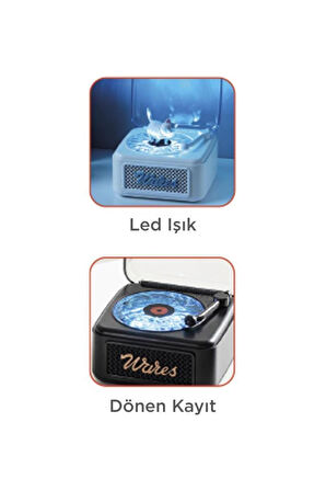 Nostalji Plak Görünüm Mini Dekor Waves BT Işıklı Müzik Çalar Saat Tf Kart Aux Özellikli