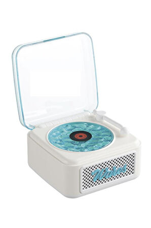 Nostalji Plak Görünüm Mini Dekor Waves BT Işıklı Müzik Çalar Saat Tf Kart Aux Özellikli