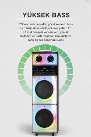 Bluetooth Hoparlör 200W 9000Mah Mikrofonlu Kumandalı FM Radyo Usb Type-C Speaker D62 Ahşap