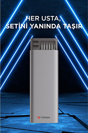 Torima TTS-02 Gri 48 Parça Manyetik Tornavida Seti Hassas Onarım ve Tamir İçin,Alüminyum Kasa