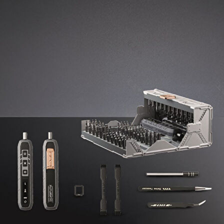 Torima TTS-06 Gri Manyetik Elektrikli Tornavida Seti 162 Parça LED Ekranlı Alüminyum Kasa