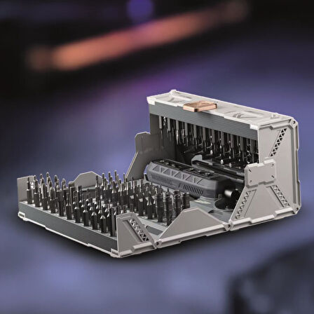 Torima TTS-06 Gri Manyetik Elektrikli Tornavida Seti 162 Parça LED Ekranlı Alüminyum Kasa