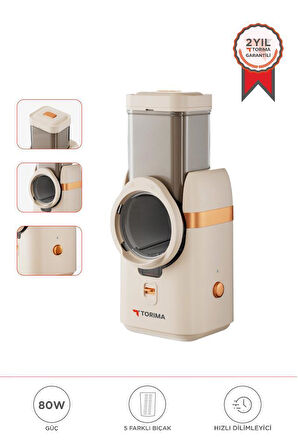 Torima TFS-01 Krem 5in1 Otomatik Rende-Doğrayıcı-Dilimleme Makinesi