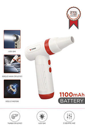 Torima TTB-01 Kırmızı Yüksek Hızlı Turbo 85 000 pm -1100 mAh - 40 W Hava Üfleme Makinası.