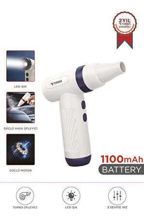 Torima TTB-01 Mavi Yüksek Hızlı Turbo 85 000 pm -1100 mAh - 40 W Hava Üfleme Makinası.