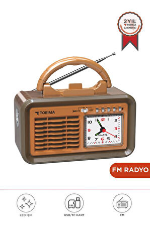 Torima D60 Kahverengi Nostalji Radyo Kablosuz Bluetooth Hoparlör
