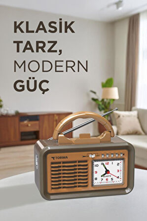 Torima D60 Kahverengi Nostalji Radyo Kablosuz Bluetooth Hoparlör