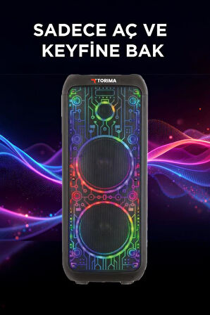 Torima D64 Siyah RGB Ledli Dahili Mikrofon Kumandalı Bluetooth Hoparlör Speaker
