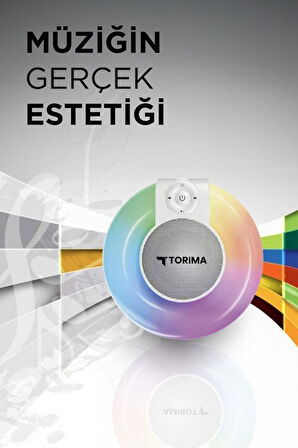 Torima D65 Beyaz RGB Işıklı Kablosuz Bluetooth Hoparlör