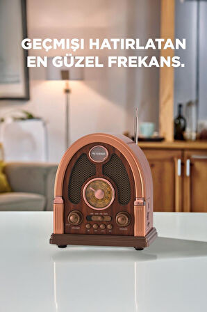Torima D-58 Kahverengi Nostalji Radyo Kablosuz Bluetooth Hoparlör