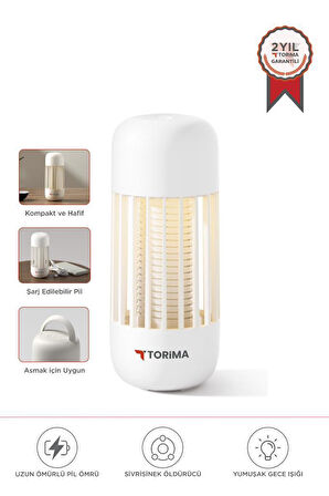 Torima SSK-11 Beyaz Şarjlı Uv Işıklı Elektrikli Sivrisinek Öldürücü Lamba Sinek Kovucu Sineksavar