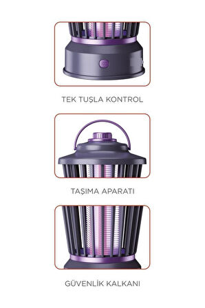Siyah Şarjlı Uv Işıklı Elektrikli Sivrisinek Öldürücü Lamba Sinek Kovucu Sineksavar