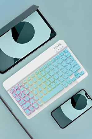 Torima TMK-09 Mavi Şarj Edilebilir RGB Işıklı Kablosuz Klavye Mouse Seti