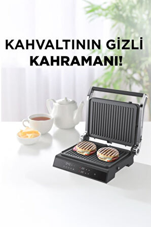 Torima TG-PRO500 Siyah 2000W Dijital Ekranlı Tost & Izgara Makinesi Çıkarılabilir Plaka 
