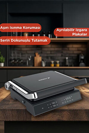 Torima TG-PRO500 Siyah 2000W Dijital Ekranlı Tost & Izgara Makinesi Çıkarılabilir Plaka 
