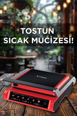 Torima TG-PRO1000 Siyah-Kırmızı 2200W Dijital Ekranlı Tost Izgara Makinesi Çıkarılabilir Plaka
