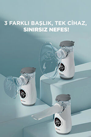 Torima CNB69008 Beyaz Sessiz Kademeli Dijital Ekranlı USB Şarjlı Mesh Nebulizatör Cihazı