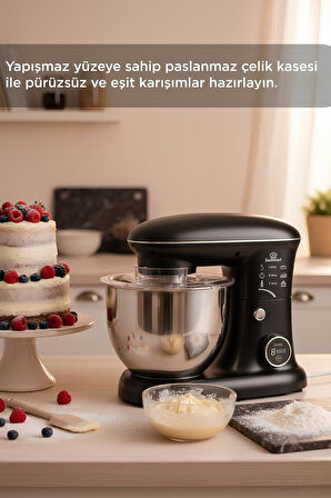 Torima TMK-1400DT Siyah Stand Mikser , Hamur Yoğurma Makinesi , Mutfak Şefi 1400W