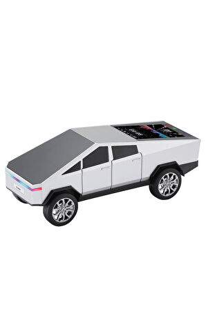 Torima D68 Beyaz CyberTruck Araba Tasarımlı Bluetooth Hoparlör 15W Güçlü Ses RGB LED /TWS/USB